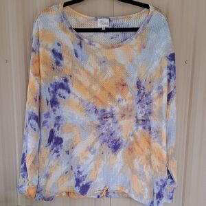 Ava James Tie-Dye Long Sleeve Top.  Size 1X